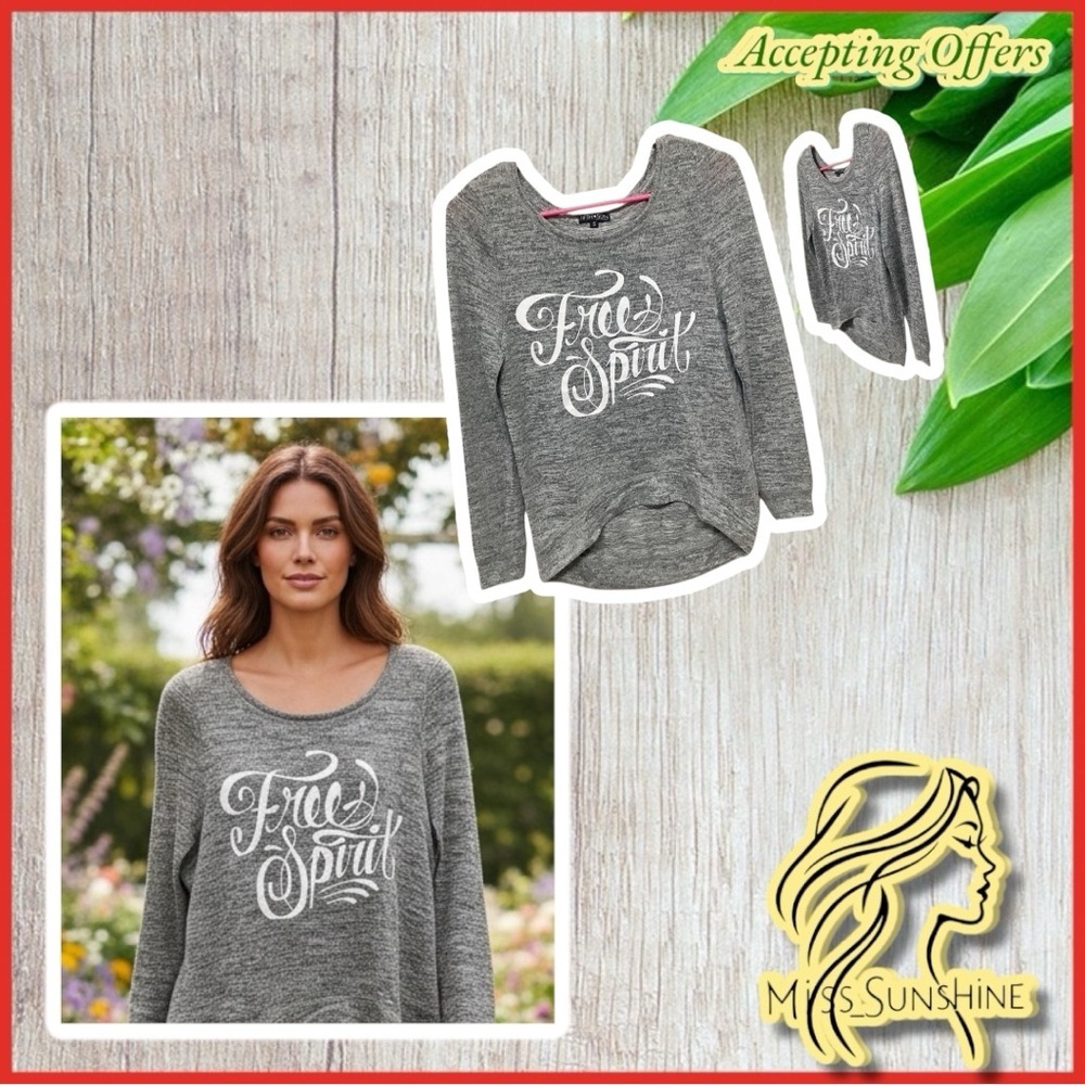 Fifth Sun - Sz S - lightweight sweater shirt ' Free Spirit ' oversized and comfy